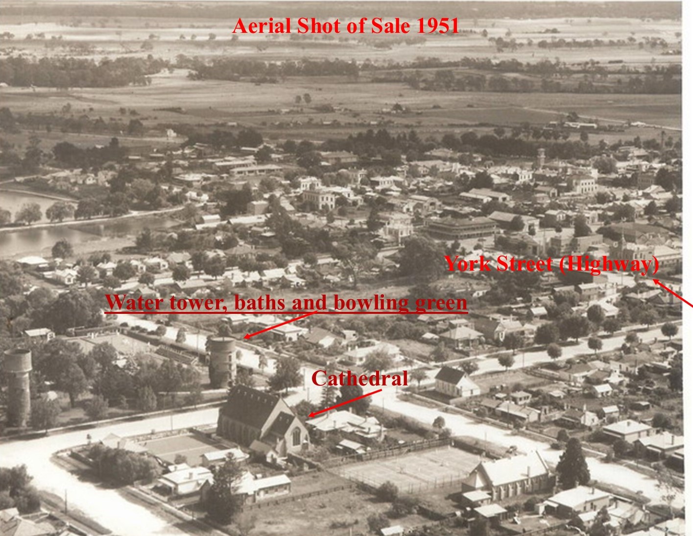 Aerial shot of Sale 1951